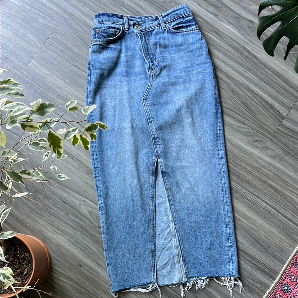 Reformation Nila Long Denim Skirt (Size 25)